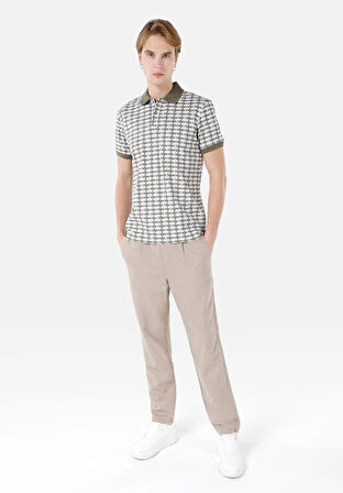 Regular Fit Polo Yaka Baskılı Erkek Yeşil Kısa Kol Tişört