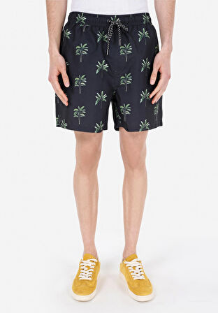 Regular Fit  Erkek Siyah Deniz Şortu