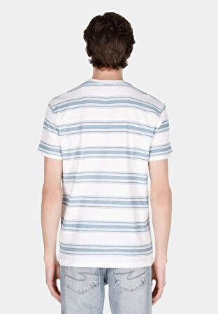 Regular Fit Yuvarlak Yaka Jakarlı Erkek Ekru Kısa Kol Tişört Cl1068181