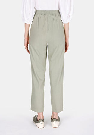 Regular Fit Yüksel Bel Düz Paça Kadın Yeşil  Pantolon