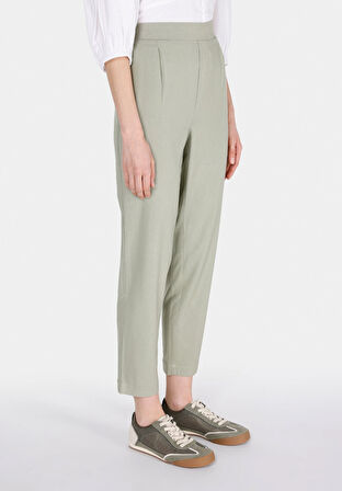 Regular Fit Yüksel Bel Düz Paça Kadın Yeşil  Pantolon
