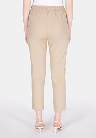 Regular Fit Düşük Bel Düz Paça Kadın Vizon  Pantolon