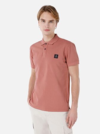 Normal Kesim Polo Yaka Pembe Erkek Kısa Kol Tişört