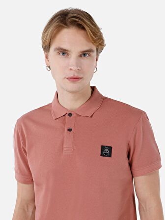Normal Kesim Polo Yaka Pembe Erkek Kısa Kol Tişört