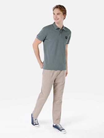 Normal Kesim Polo Yaka Yeşil Erkek Kısa Kol Tişört