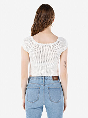 Slim Fit   Kadın Beyaz  Kazak