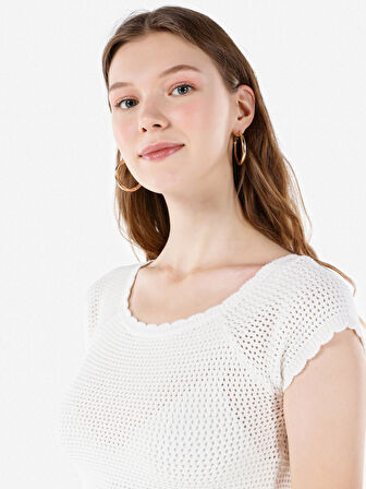 Slim Fit   Kadın Beyaz  Kazak