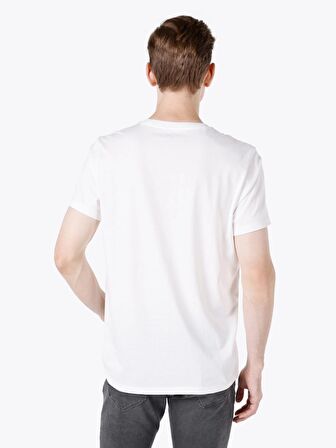 Normal Kesim Bisiklet Yaka Baskılı Beyaz Erkek Kısa Kol Tişört Cl1068523