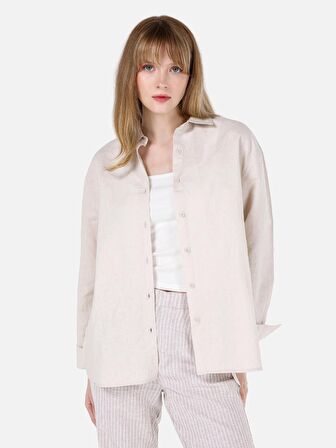 Bej Kadın Gömlek U.kol