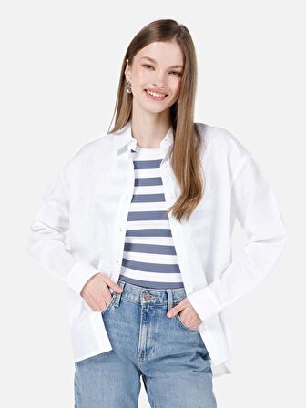 Beyaz Kadın Gömlek U.kol