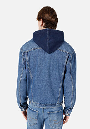 Oversize Fit Düğmeli Astarsız  Erkek Mavi Ceket