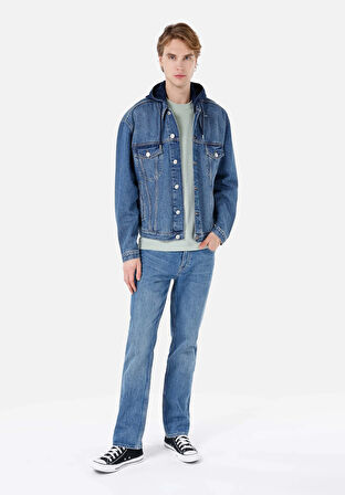 Oversize Fit Düğmeli Astarsız  Erkek Mavi Ceket