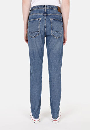 Straight Fit Düşük Bel Düz Paça Erkek Lacivert Jean Pantolon