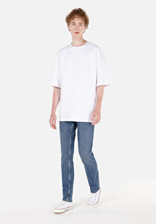 Straight Fit Düşük Bel Düz Paça Erkek Lacivert Jean Pantolon