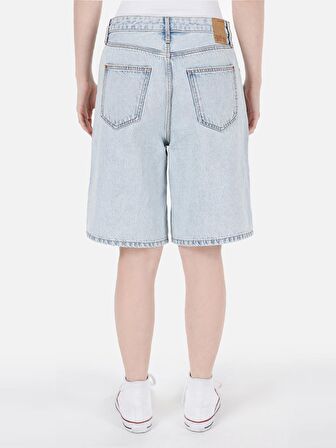 Geniş Kesim Yüksek Bel Kadın Jean Şort Cl1068614