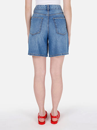 Rahat Normal Kesim Orta Bel Jean Mavi Kadın Jean Şort Cl1068618