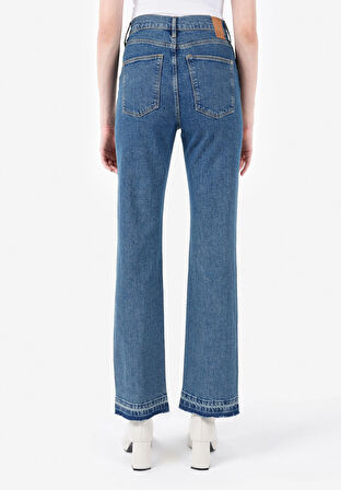 729 Maggy Normal Kesim Yüksek Bel Slit Hem Paça Mavi Kadın Pantolon Cl1068673