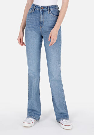 Regular Fit Orta Bel Bootcut Kadın Yeşil Jean Pantolon