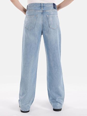 970 Berry Normal Kesim Yüksek Bel Geniş Paça Mavi Kadın Pantolon Cl1068704