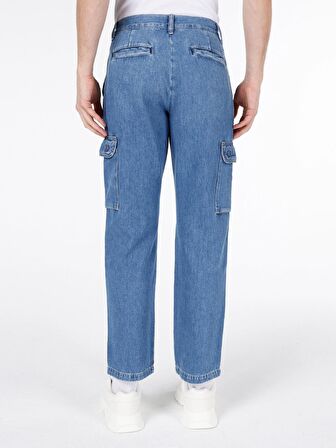 162 Blair Kargo Kesim Orta Bel Düz Paça Mavi Erkek Pantolon Cl1068707