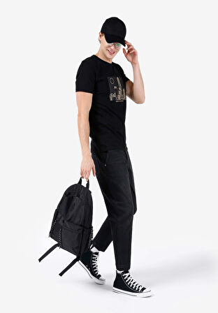 Chino Fit Orta Bel Düz Paça Erkek Siyah Jean Pantolon