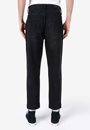 Chino Fit Orta Bel Düz Paça Erkek Siyah Jean Pantolon