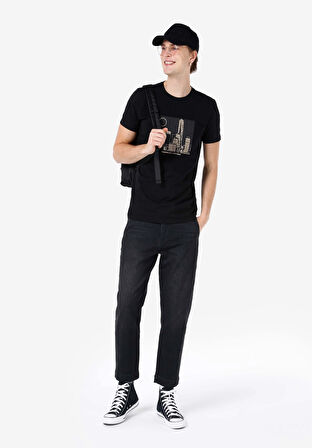 Chino Fit Orta Bel Düz Paça Erkek Siyah Jean Pantolon