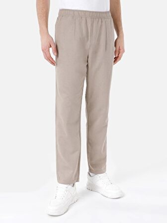 Normal Kesim Orta Bel Düz Paça Bej Erkek Pantolon Cl1068761