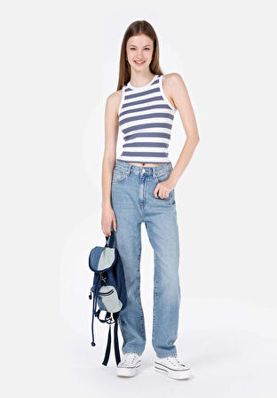 Straight Fit   Kadın İndigo Jean Pantolon