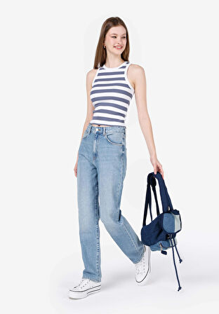 Straight Fit   Kadın İndigo Jean Pantolon