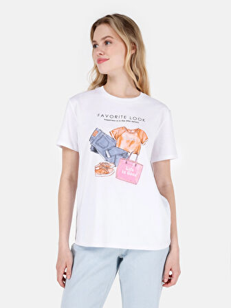 Beyaz Kadın Tshirt K.kol