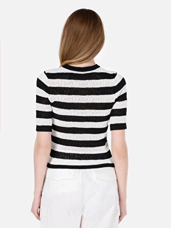 Dar Kesim Bisiklet Yaka Siyah Kadın Kısa Kol Kazak