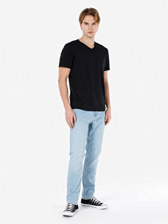 044 Karl Normal Kesim Düşük Bel Düz Paça Açık Mavi Erkek Pantolon Cl1069228