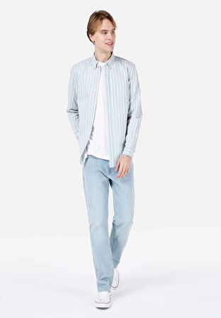 Regular Fit   Erkek Açik İndigo Jean Pantolon