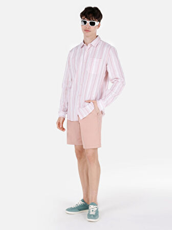 Regular Fit Orta Bel Bağcıklı Turuncu Erkek Şort