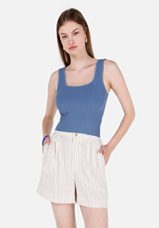 Slim Fit   Kadın Mavi  Kazak