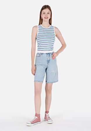 Slim Fit   Kadın Mavi  Kazak