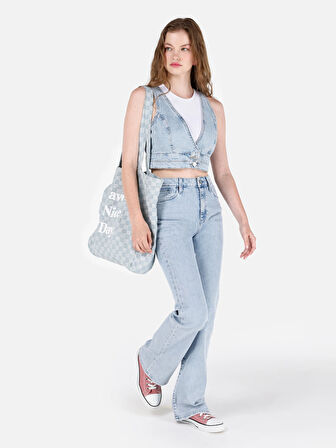 791 Monica Normal Kesim Orta Bel Geniş Paça Mavi Kadın Jean Pantolon