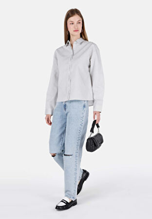 Straight Fit Yüksel Bel Düz Paça Kadın Mavi Jean Pantolon