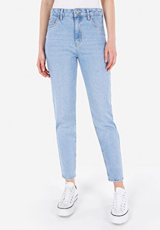 896  Marıa Mom Fit  Daralan Paça Kadın Gri Jean Pantolon