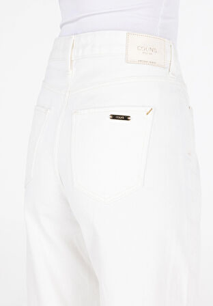 Regular Fit   Kadın Beyaz Jean Pantolon