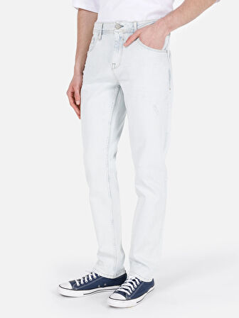 Straight Fit Düşük Bel Düz Paça Erkek Açık Mavi Jean Pantolon