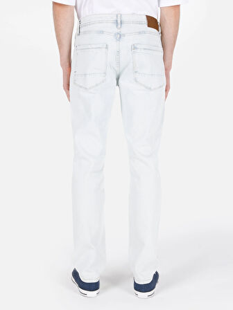 Straight Fit Düşük Bel Düz Paça Erkek Açık Mavi Jean Pantolon
