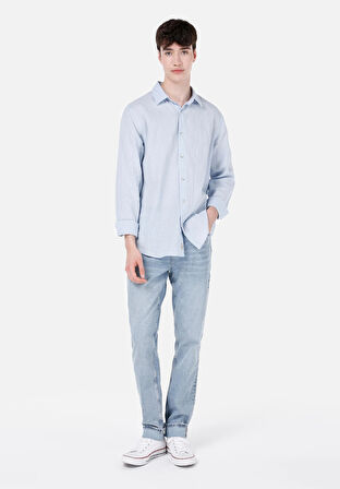 044 Karl Straight Fit   Erkek Mavi Jean Pantolon