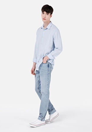 044 Karl Straight Fit   Erkek Mavi Jean Pantolon