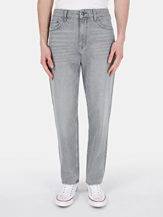 Rahat Normal Kesim Orta Bel Düz Paça Gri Erkek Jean Pantolon Cl1069477