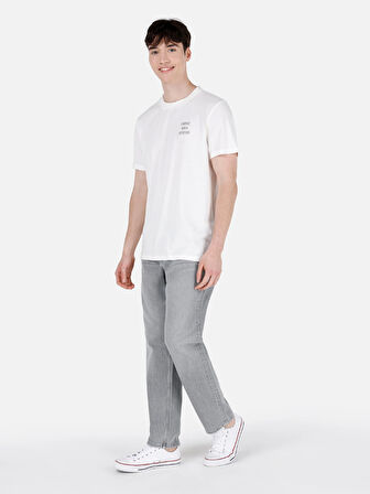 Rahat Normal Kesim Orta Bel Düz Paça Gri Erkek Jean Pantolon Cl1069477