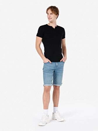 044 Karl Normal Kesim Düşük Bel Düz Paça Jean Erkek Şort