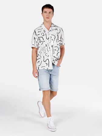 044 Karl Normal Kesim Orta Bel Açık Mavi Erkek Jean Şort Cl1069529