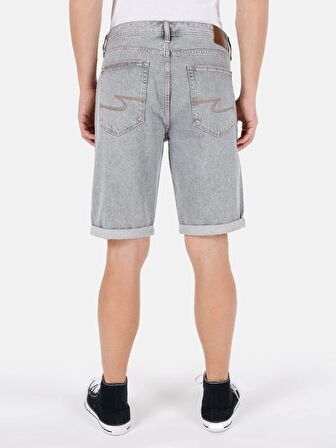 Normal Kesim Orta Bel Düz Paça Gri Erkek Jean Şort Cl1069538